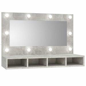 vidaXL Zrkadlov&aacute; skrinka s LED bet&oacute;nov&aacute; siv&aacute; 90x31,5x62 cm