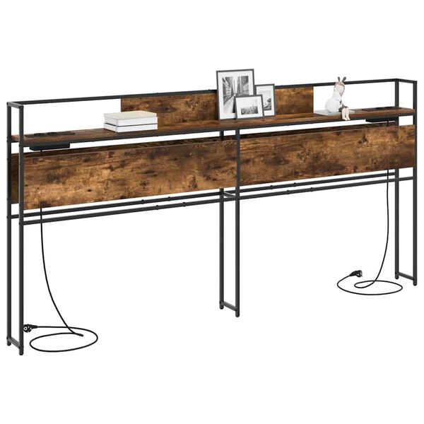 vidaXL &Uacute;ložn&eacute; čelo s poličkou Tmav&yacute; dub 200 cm Kompozitn&eacute; drevo