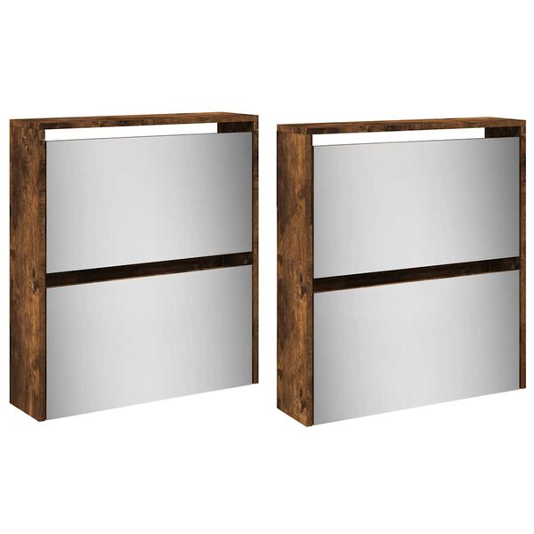 vidaXL Botn&iacute;k so zrkadlom 4-poschodov&yacute; dymov&yacute; dub 63x17x134 cm