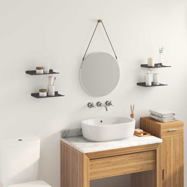 vidaXL Z&aacute;vesn&aacute; polica N&aacute;stenn&yacute; 4 pcs Čierny 30 x 18 x 2,5 cm Oceľ