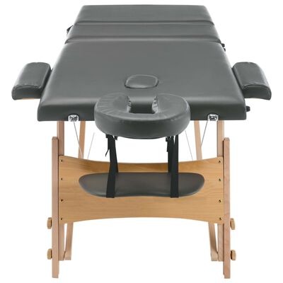 vidaXL Masážny stôl, 3 zóny, drevený rám, antracitový 186x68 cm