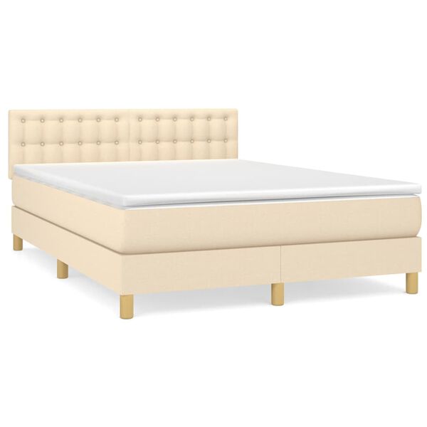 vidaXL Posteľn&yacute; r&aacute;m boxspring s matracom kr&eacute;mov&yacute; 140x200 cm l&aacute;tka