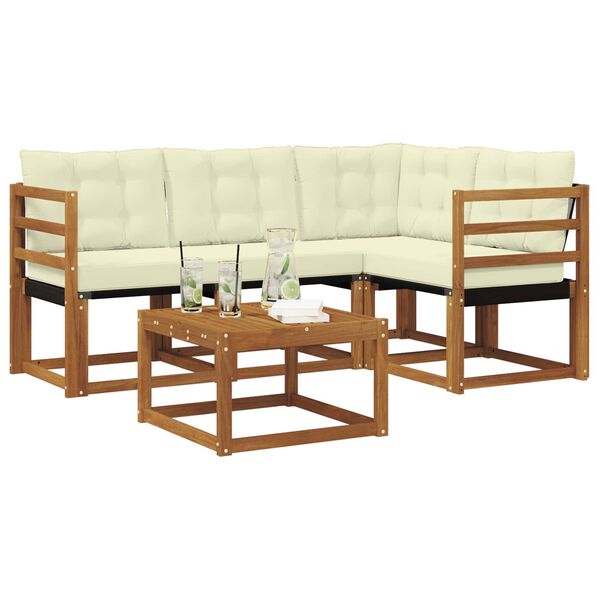 vidaXL Z&aacute;hradn&aacute; s&uacute;prava gaučov s vank&uacute;&scaron;om 5 pcs Pr&iacute;rodn&aacute; a kr&eacute;mov&aacute;