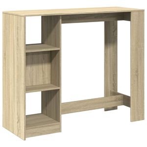 vidaXL Barov&yacute; st&ocirc;l s policami dub sonoma 124x46x103,5 cm kompoz. drevo