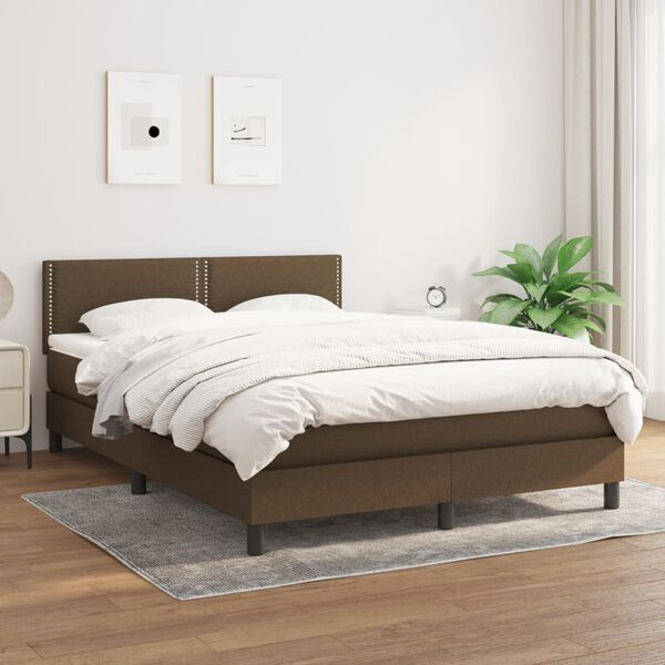 vidaXL Boxspring posteľ s matracom tmavohned&aacute; 140x190 cm l&aacute;tka