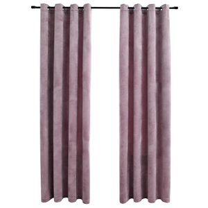 vidaXL Zatemňovacie z&aacute;vesy s očkami 2 ks, zamat, staroružov&eacute; 140x225cm