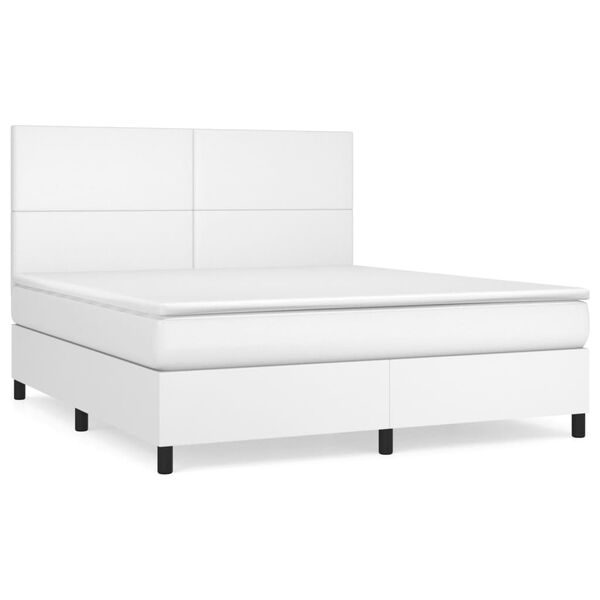 vidaXL Boxspring posteľ s matracom biela 160x200 cm umelá koža