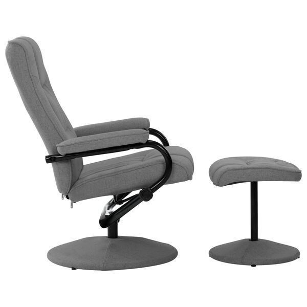 vidaXL Masážne sklápacie kreslo s podnožkou bledosivé látkové