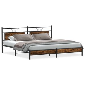 vidaXL Kovov&yacute; posteľn&yacute; r&aacute;m bez matraca dymov&yacute; dub 193x203 cm