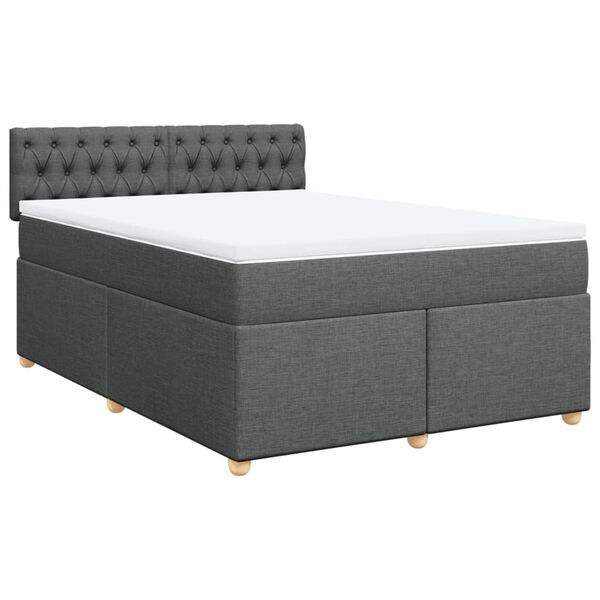 vidaXL Boxspring posteľ s matracom tmavosiv&aacute; 140x190 cm l&aacute;tka