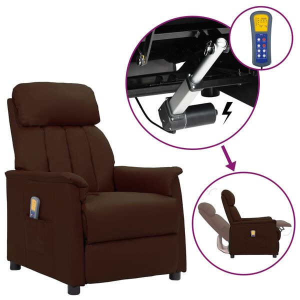 vidaXL Zdvíhacie masážne kreslo hnedé umelá koža