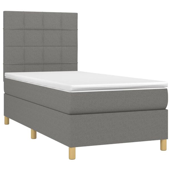 vidaXL Boxspring posteľ s matracom tmavosiv&aacute; 100x200 cm l&aacute;tka
