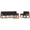 vidaXL Z&aacute;hradn&aacute; s&uacute;prava gaučov s vank&uacute;&scaron;om 7 pcs Pr&iacute;rodn&aacute; a čierna