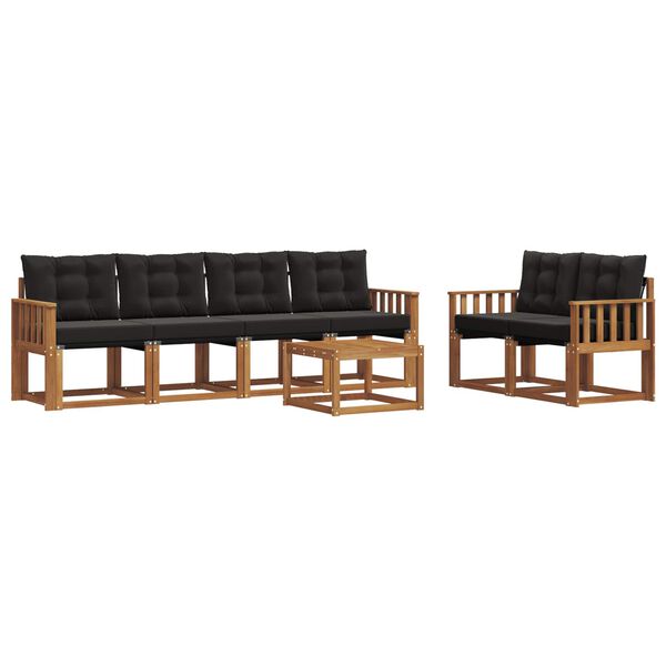 vidaXL Z&aacute;hradn&aacute; s&uacute;prava gaučov s vank&uacute;&scaron;om 7 pcs Pr&iacute;rodn&aacute; a čierna