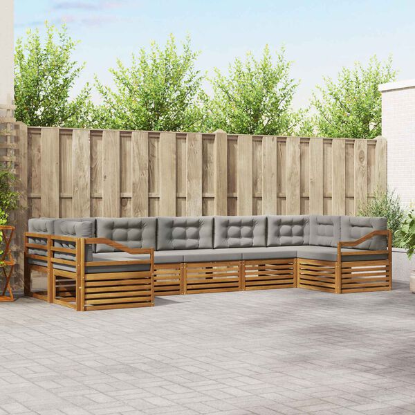 vidaXL S&uacute;pravy pohoviek s vank&uacute;&scaron;om 7 pcs Pr&iacute;rodn&aacute; a svetlosiv&aacute;