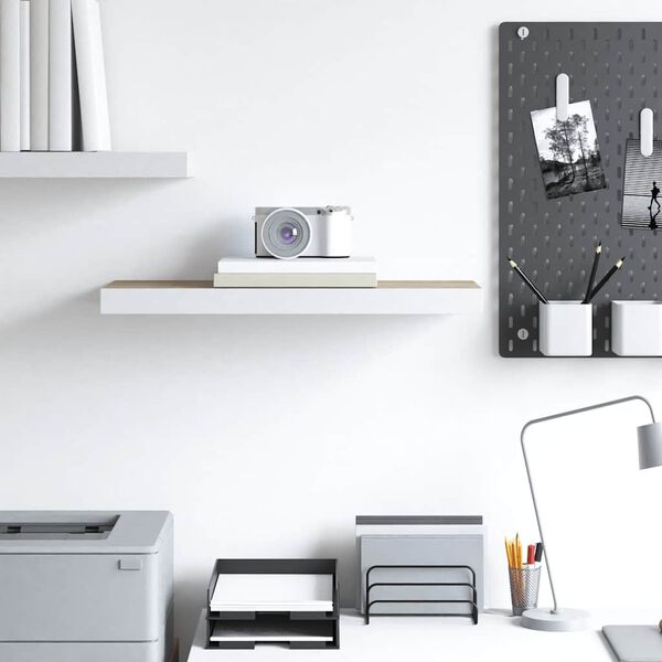 vidaXL Pl&aacute;vaj&uacute;ca n&aacute;stenn&aacute; polica dubov&aacute; a biela 60x23,5x3,8 cm MDF