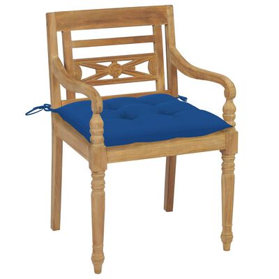 vidaXL Batavia stoličky 2 ks s modrými vankúšmi masívny teak