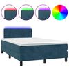 vidaXL Boxspring posteľ s matracom a LED, tmavomodr&aacute; 120x190 cm, zamat