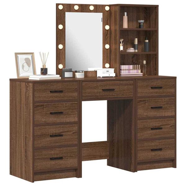 vidaXL Toaletn&yacute; stol&iacute;k 3 pcs Hned&aacute; 40 x 41 x 135 cm Kompozitn&eacute; drevo