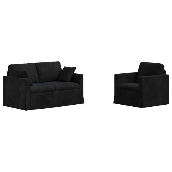vidaXL Pohovka 2 pcs Čierna 138 x 78 x 80 cm Zamat