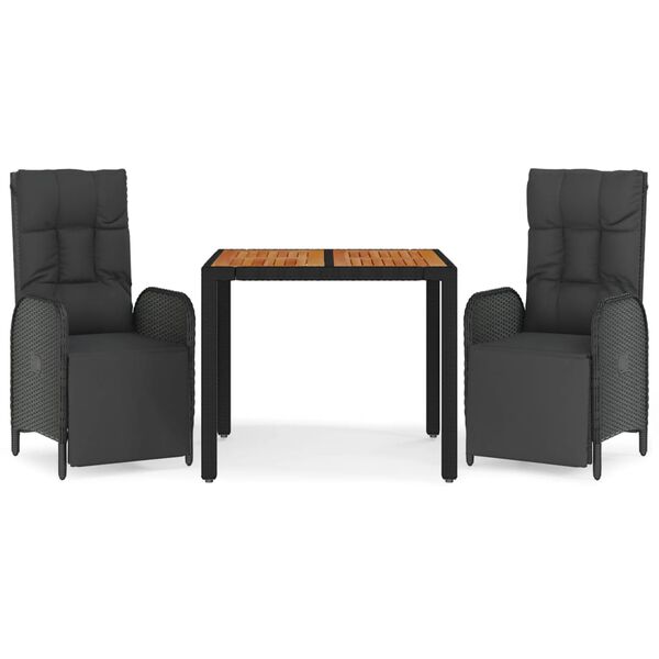 vidaXL 3-dielna z&aacute;hradn&aacute; jed&aacute;lensk&aacute; sada s vank&uacute;&scaron;mi čierna polyratan