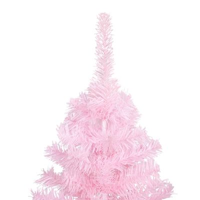 vidaXL Osvetlený umelý vianočný stromček s guľami, ružový 150 cm, PVC