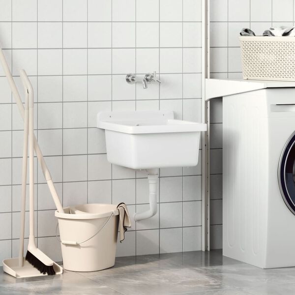 vidaXL Um&yacute;vadlo na mont&aacute;ž na stenu biele 40x40x24 cm živica