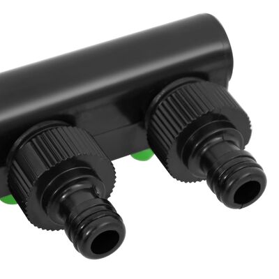 vidaXL 4-cestný kohútikový adaptér zeleno-čierny 19,5x6x11 cm ABS a PP