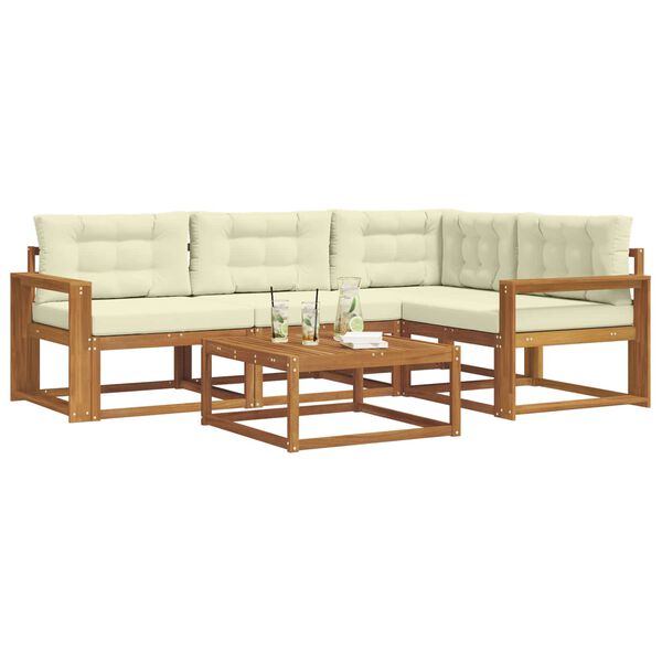 vidaXL Z&aacute;hradn&aacute; s&uacute;prava gaučov s vank&uacute;&scaron;om 5 pcs Pr&iacute;rodn&aacute; a kr&eacute;mov&aacute;