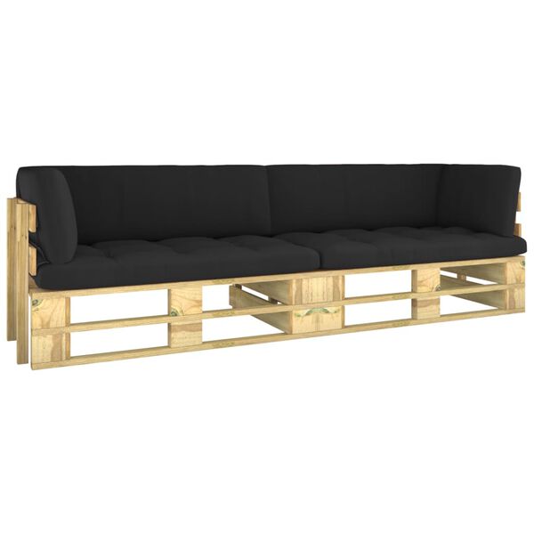 vidaXL 2-miestna paletov&aacute; pohovka s podu&scaron;kami zelen&aacute; borovicov&eacute; drevo