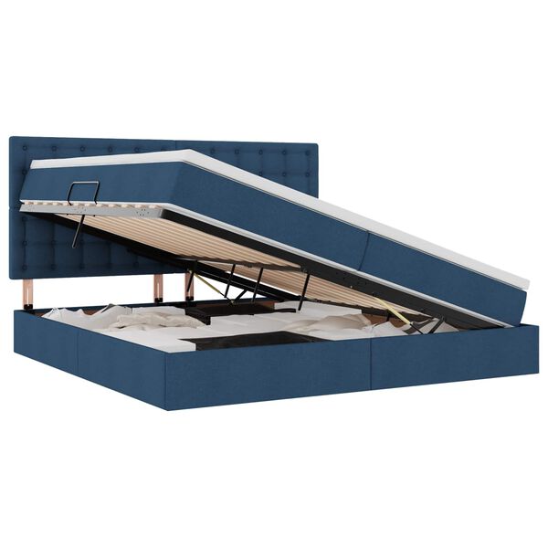 vidaXL Postel s &uacute;ložn&yacute;m prostorem a matrac&iacute; Modr&aacute; 200 x 200 cm