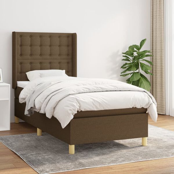 vidaXL Boxspring posteľ s matracom tmavohned&aacute; 90x190 cm l&aacute;tka