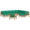 vidaXL 12-dielna záhradná sedacia súprava zelené vankúše bambus