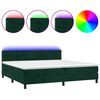 vidaXL Posteľn&yacute; r&aacute;m boxsping matrac a LED tmavozelen&yacute; 200x200 cm zamat