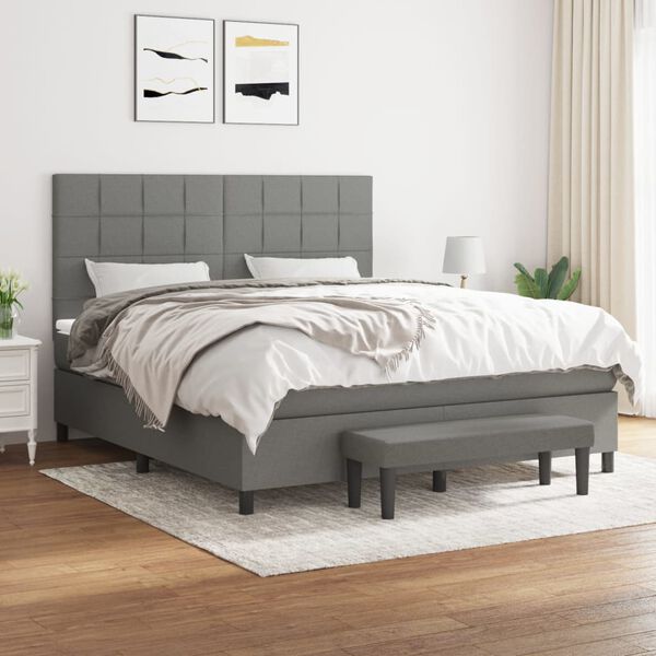vidaXL Boxspring posteľ s matracom tmavosiv&aacute; 160x200 cm l&aacute;tka