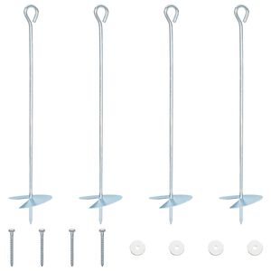 vidaXL Zemn&yacute; kotviaci predmet 4 pcs Strieborn&aacute; &Oslash;10 x 50 cm