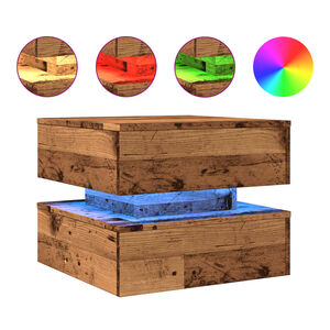 vidaXL Konferenčn&yacute; stol&iacute;k s LED svetlami star&eacute; drevo 50x50x40 cm