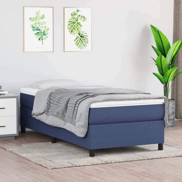 vidaXL Posteľn&yacute; r&aacute;m boxspring s matracom modr&yacute; 90x190 cm l&aacute;tka