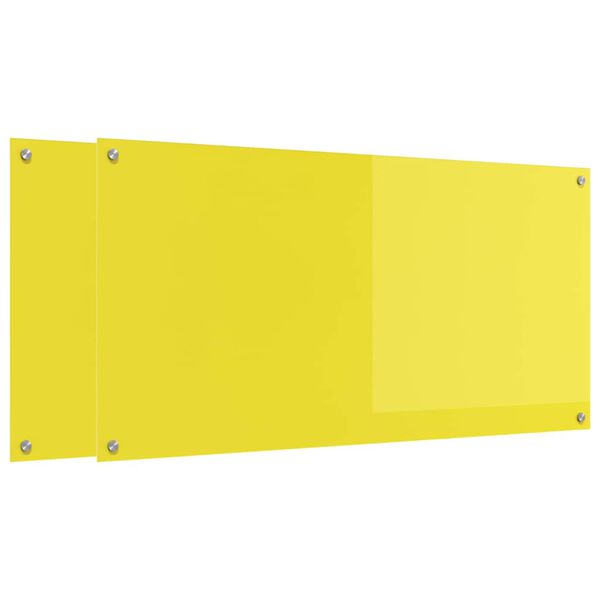 vidaXL Kuchynský backsplash 2 pcs Žltá 120 x 60 cm tvrdené sklo