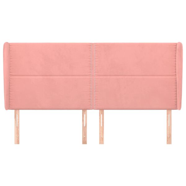 vidaXL Čelo postele so z&aacute;hybmi ružov&yacute; 163x23x118/128 cm zamat