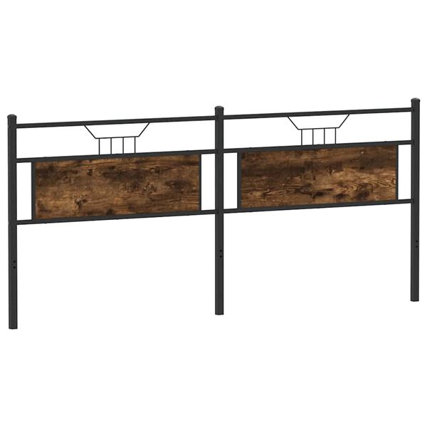 vidaXL Čelo postele, tmav&yacute; dub 193 cm, kompozitn&eacute; drevo a oceľ