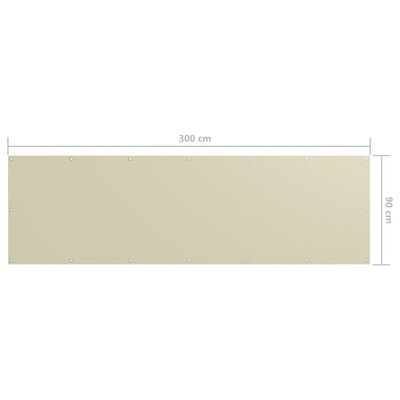 vidaXL Balkónová markíza, krémová 90x300 cm, oxfordská látka