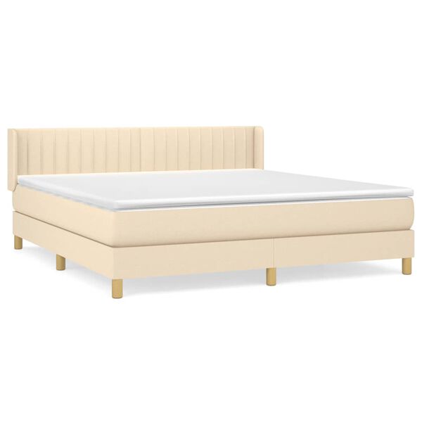 vidaXL Posteľn&yacute; r&aacute;m boxspring s matracom kr&eacute;mov&yacute; 180x200 cm l&aacute;tka