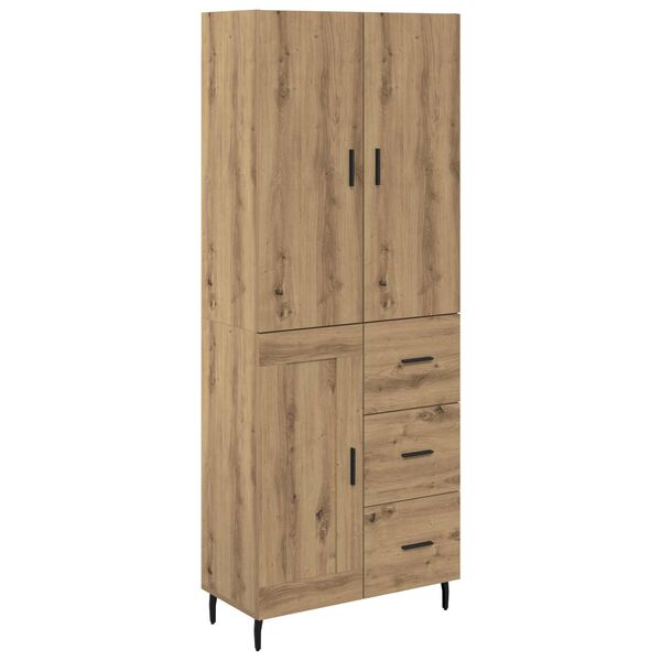 vidaXL Highboard 2 pcs Remeseln&yacute; dub Drevovl&aacute;knit&aacute; doska a sklo
