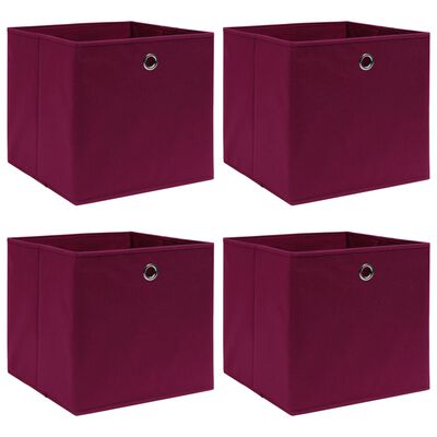 vidaXL Úložné boxy 4 ks, tmavočervené 32x32x32 cm, látka