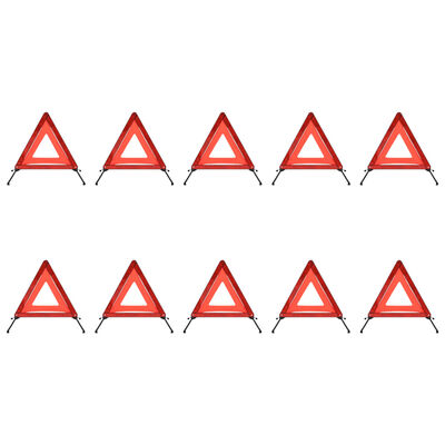 vidaXL Dopravné výstražné trojuholníky 10 ks červené 56,5x36,5x44,5 cm