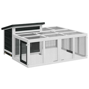 vidaXL Kr&aacute;lik&aacute;reň siv&aacute; 144x123x67,5 cm mas&iacute;vna borovica