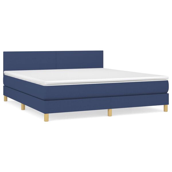 vidaXL Posteľn&yacute; r&aacute;m boxspring s matracom modr&yacute; 180x200 cm l&aacute;tka