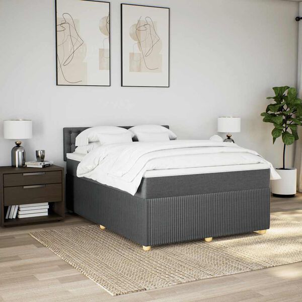 vidaXL Boxspring posteľ s matracom tmavosiv&aacute; 140x200 cm l&aacute;tka