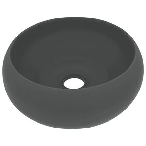vidaXL Luxusn&eacute; um&yacute;vadlo, okr&uacute;hle, matn&eacute; tmavosiv&eacute; 40x15 cm, keramika